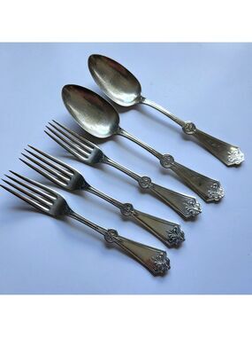 Antique 1847 Rogers Bros Silverplate Persian Dinner Forks Tablespoons Set